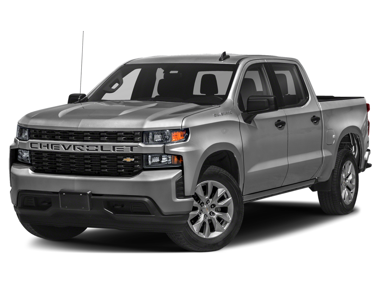 2021 Chevrolet Silverado 1500 Custom in Shadow Gray Metallic — front three-quarter view
