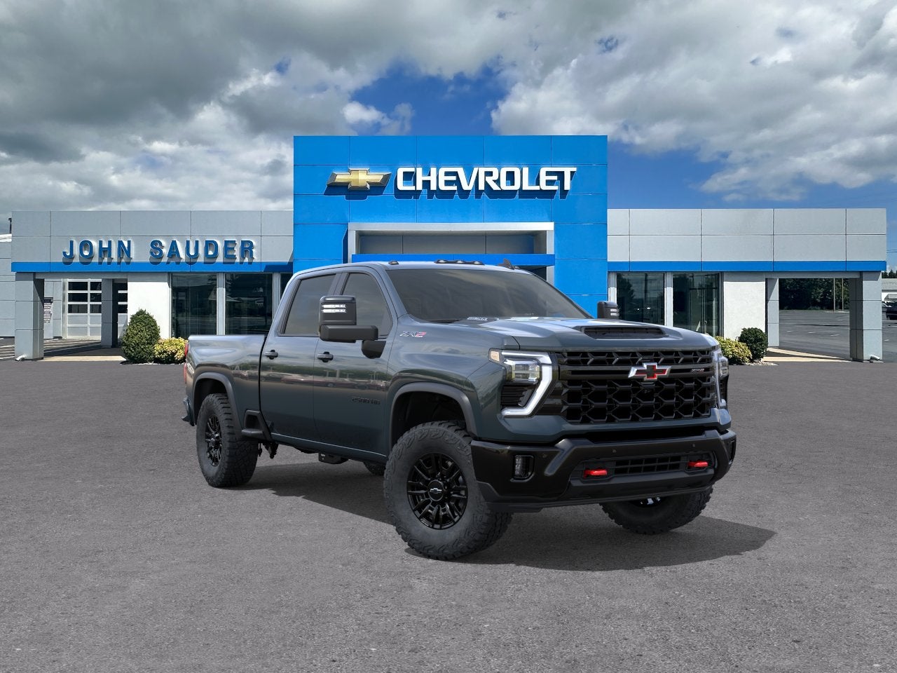 2026 Chevrolet Silverado 2500 HD ZR2 in Cypress Gray — front three-quarter view
