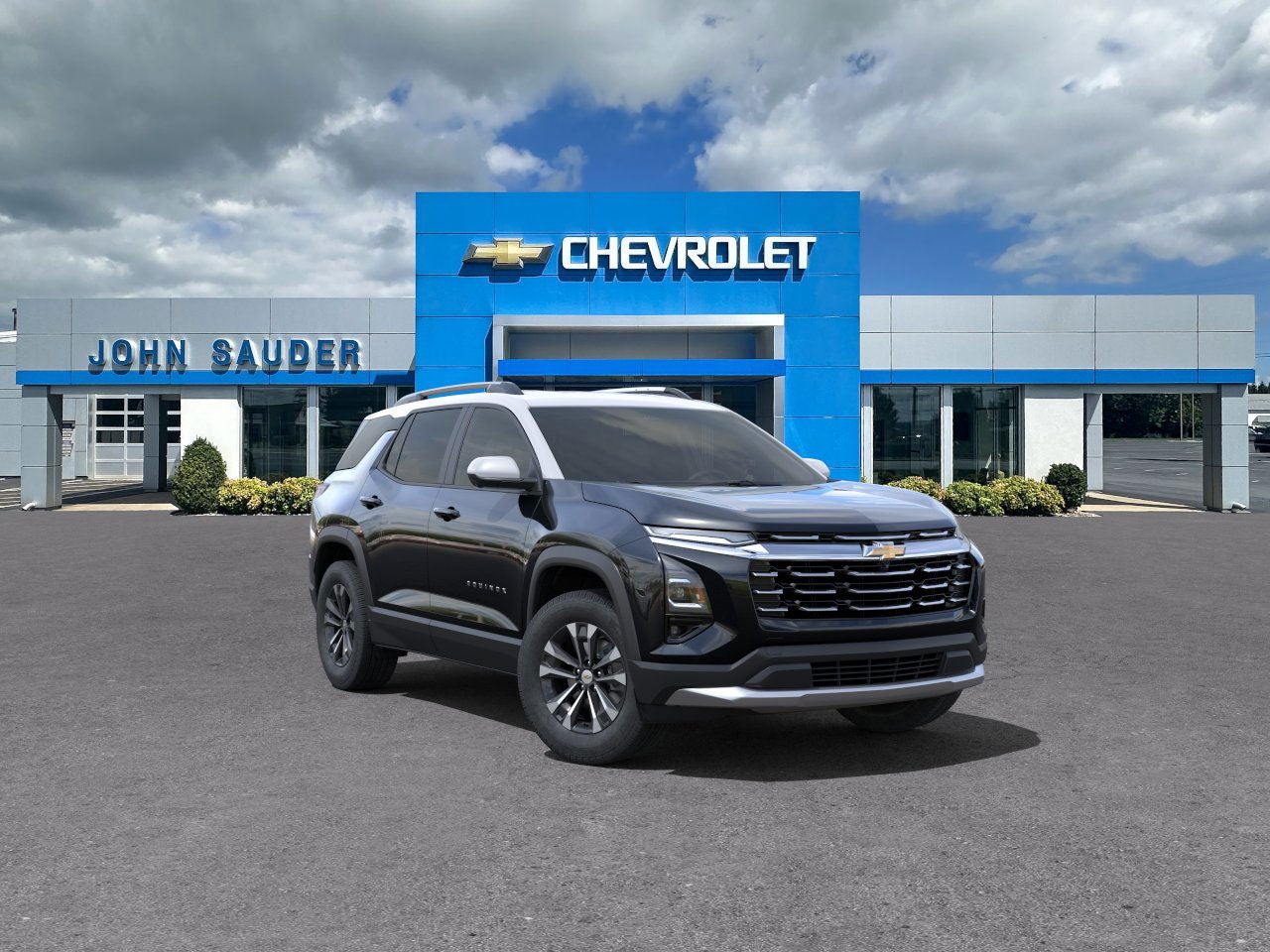 2025 Chevrolet Equinox LT in Mosaic Black Metallic — front three-quarter view