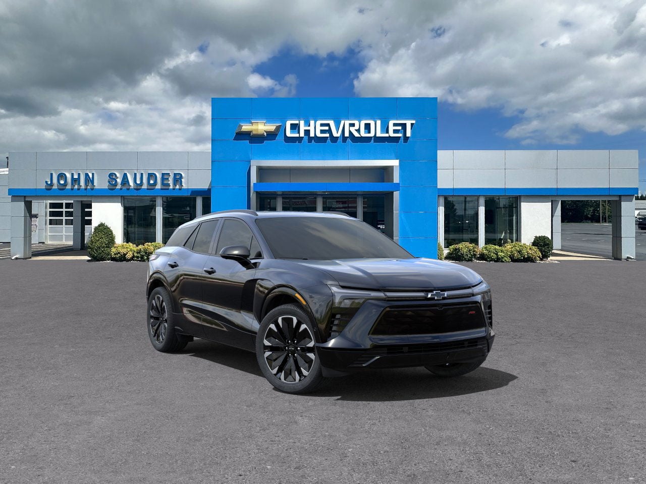 2025 Chevrolet Blazer EV RS in Black — front three-quarter view